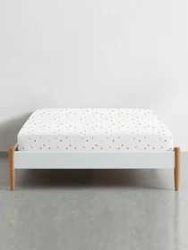 Простынь на резинке ранфорс LOVE Cosas модель LoveStarGreyYellow_120 Фото