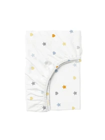 Простынь на резинке ранфорс LOVE Cosas модель LoveStarGreyYellow_120 Фото