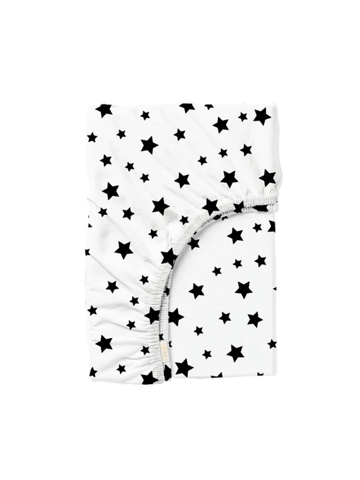 Простынь на резинке ранфорс BLACK STARS Cosas модель StarBlackWhite-3009_120 Фото