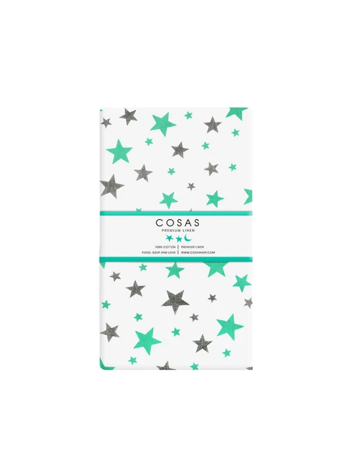 Простынь на резинке ранфорс MINT STARS Cosas модель StarMint_120 Фото