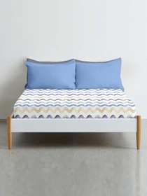 Простынь на резинке ранфорс WAVES Cosas модель WaveBlueBeige_120 Фото