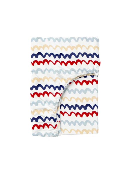 Простынь на резинке ранфорс WAVY LINES Cosas модель WavyLinesRedBlue_120 Фото