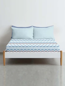 Простынь на резинке ранфорс GREY ZIGZAG Cosas модель ZigGreyBlue_100x200 Фото
