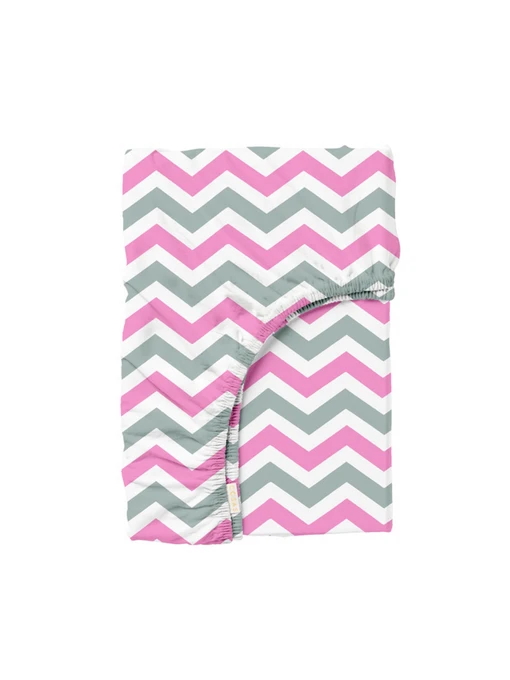Простынь на резинке ранфорс GREY ZIGZAG Cosas модель ZigGreyRose_100x200x20 Фото