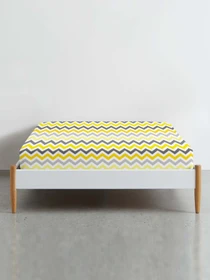 Простынь на резинке ранфорс YELLOW ZIGZAG Cosas модель ZigYellowGrey_100x200x20 Фото
