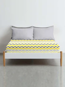 Простынь на резинке ранфорс YELLOW ZIGZAG Cosas модель ZigYellowGrey_100x200x20 Фото