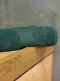 Полотенце махровое с бортом тёмно-зелёного цвета Dark Green Ecotton модель 25243 Фото