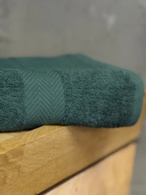 Полотенце махровое с бортом тёмно-зелёного цвета Dark Green Ecotton модель 25243 Фото