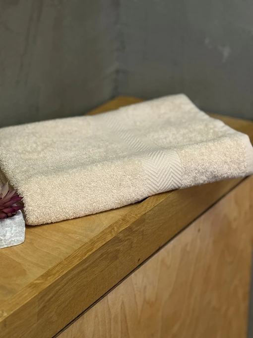 Полотенце махровое с бортом молочного цвета Milk Ecotton модель 25238 Фото