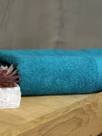 Полотенце махровое с бортом бирюзового цвета Ecotton модель 25230 Фото