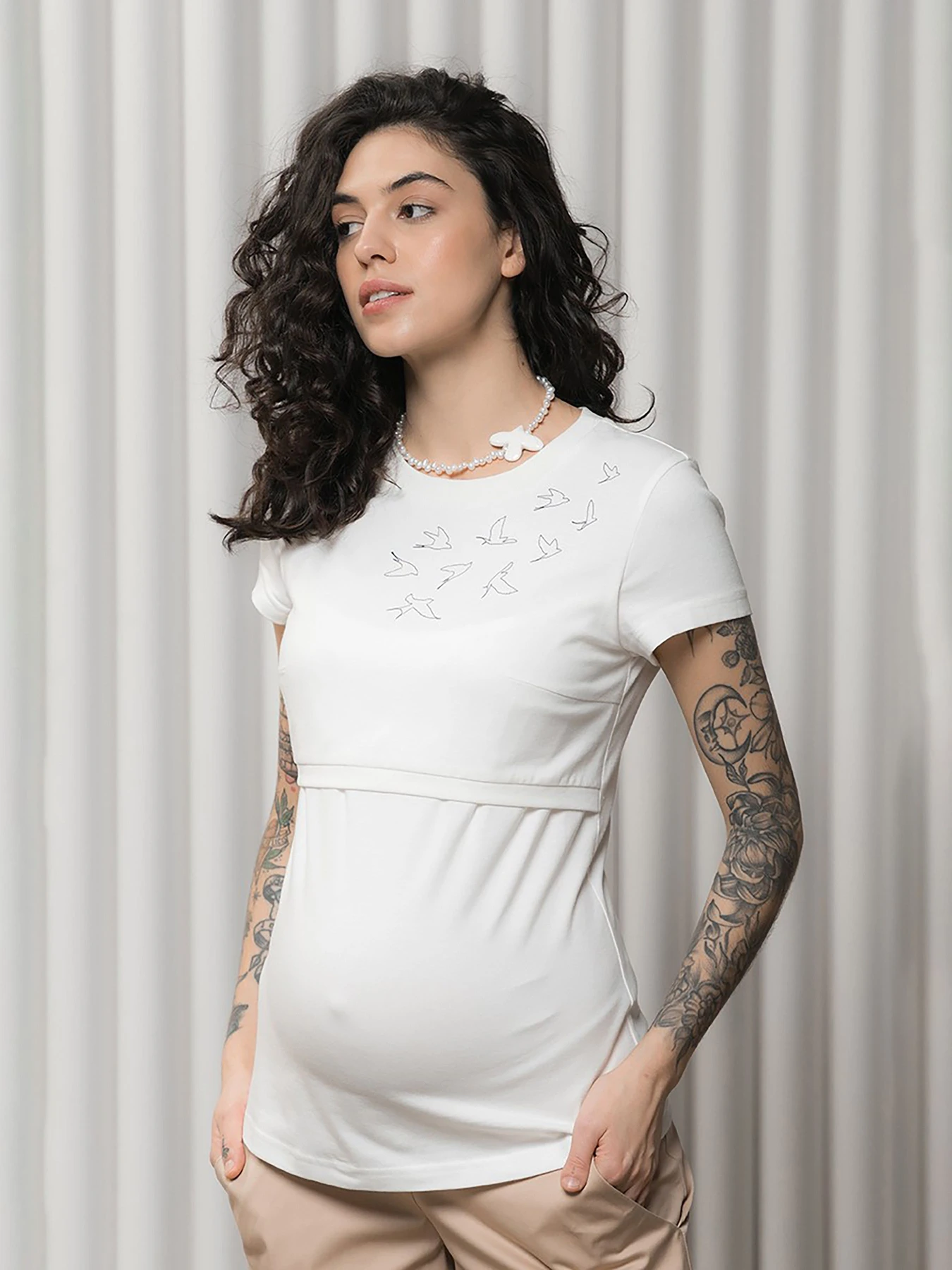 Футболки и поло Yula mama Romana модель RomanaNR-23.021WhiteYLMMTSH Фото