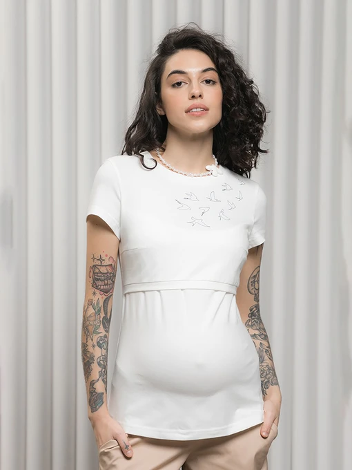 Футболки и поло Yula mama Romana модель RomanaNR-23.021WhiteYLMMTSH Фото