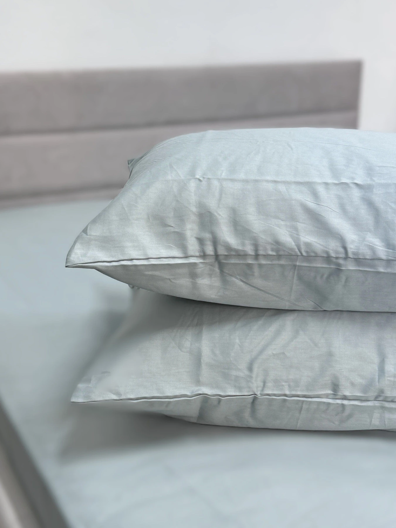 Комплект наволочок із сатину 2 шт. світло-блакитного кольору Aqua Grey Ecotton модель 24736 Фото