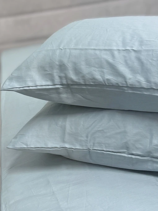 Комплект наволочок із сатину 2 шт. світло-блакитного кольору Aqua Grey Ecotton модель 24736 Фото