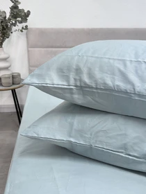 Комплект наволочок із сатину 2 шт. світло-блакитного кольору Aqua Grey Ecotton модель 24736 Фото