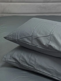 Комплект наволочок із сатину 2 шт. темно-сірого кольору Natural Grey Ecotton модель 24740 Фото
