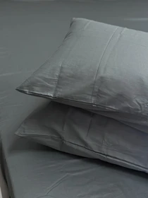 Комплект наволочок із сатину 2 шт. темно-сірого кольору Natural Grey Ecotton модель 24740 Фото