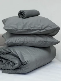 Комплект наволочок із сатину 2 шт. темно-сірого кольору Natural Grey Ecotton модель 24740 Фото