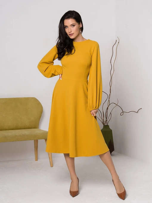 Платья ISSA Plus модель 12423_mustard Фото