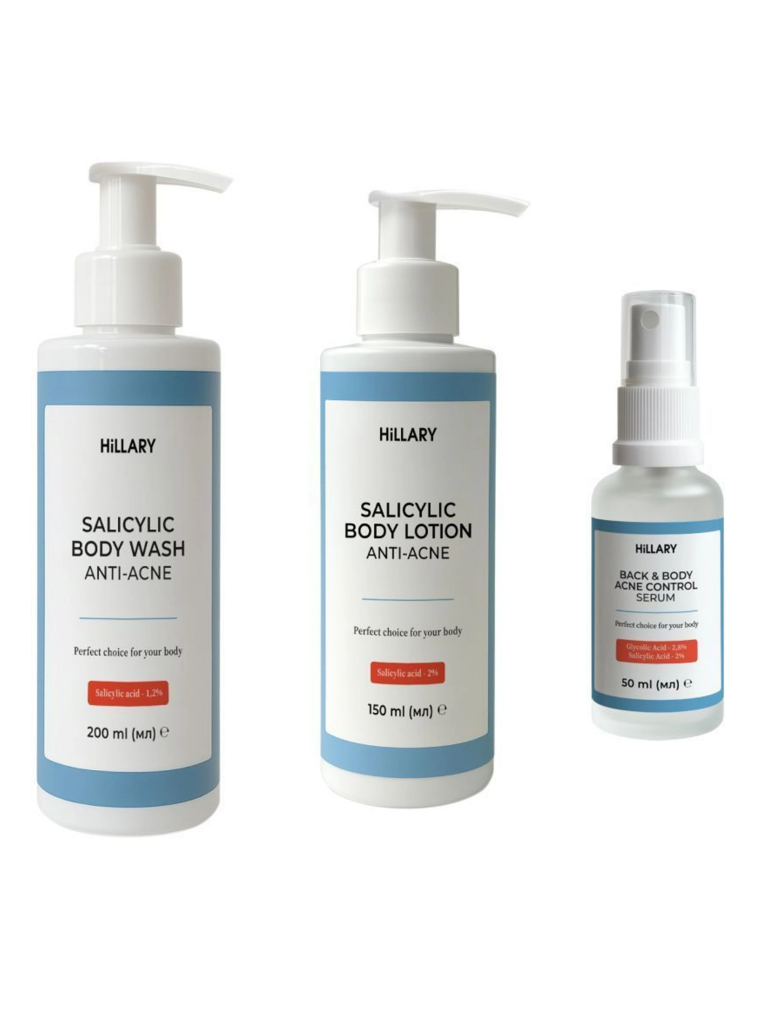 Комплекс проти акне на тілі з саліциловою кислотою Triple-Action Body Acne Control Complex with Salicylic Acid Hillary