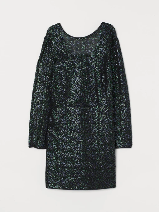 Платья H&M модель 8273490sm_черный зеленый рисунок Фото