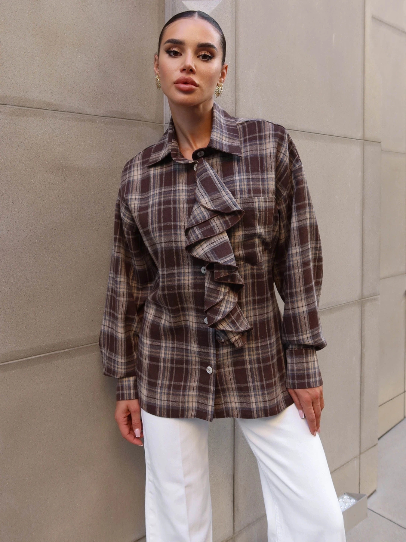 Рубашки Jadone Fashion модель Sorochka_Siut_shokolad Фото