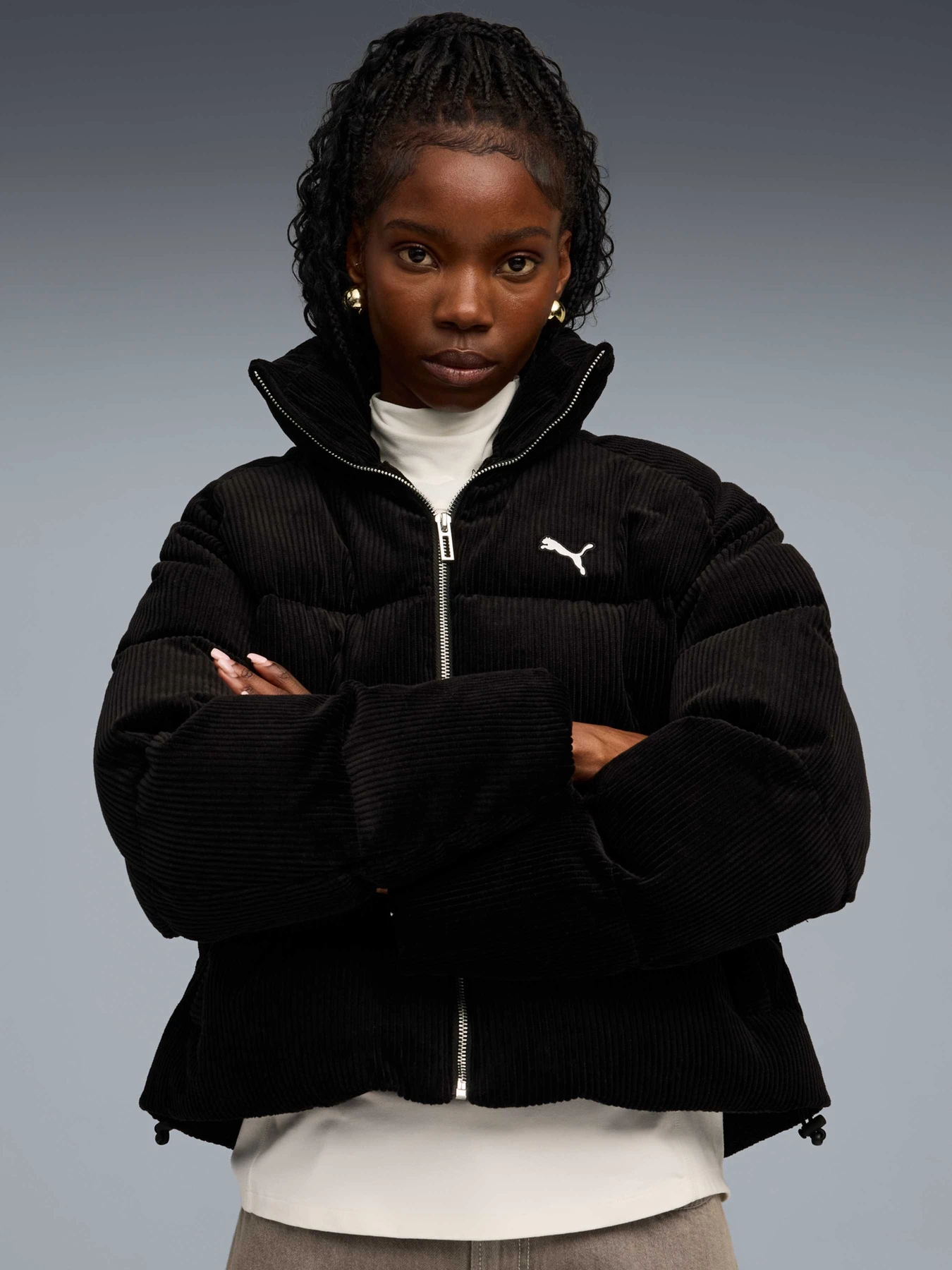 Куртки и дубленки PUMA Corduroy Puffer Jacket модель 632171 Фото