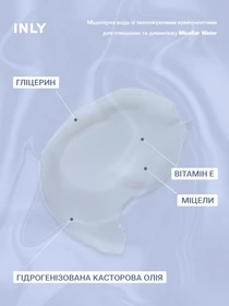 Micellar Water
Міцелярна вода зі зволожуючими компонентами для очищення та демакіяжу INLY модель 682914 Фото