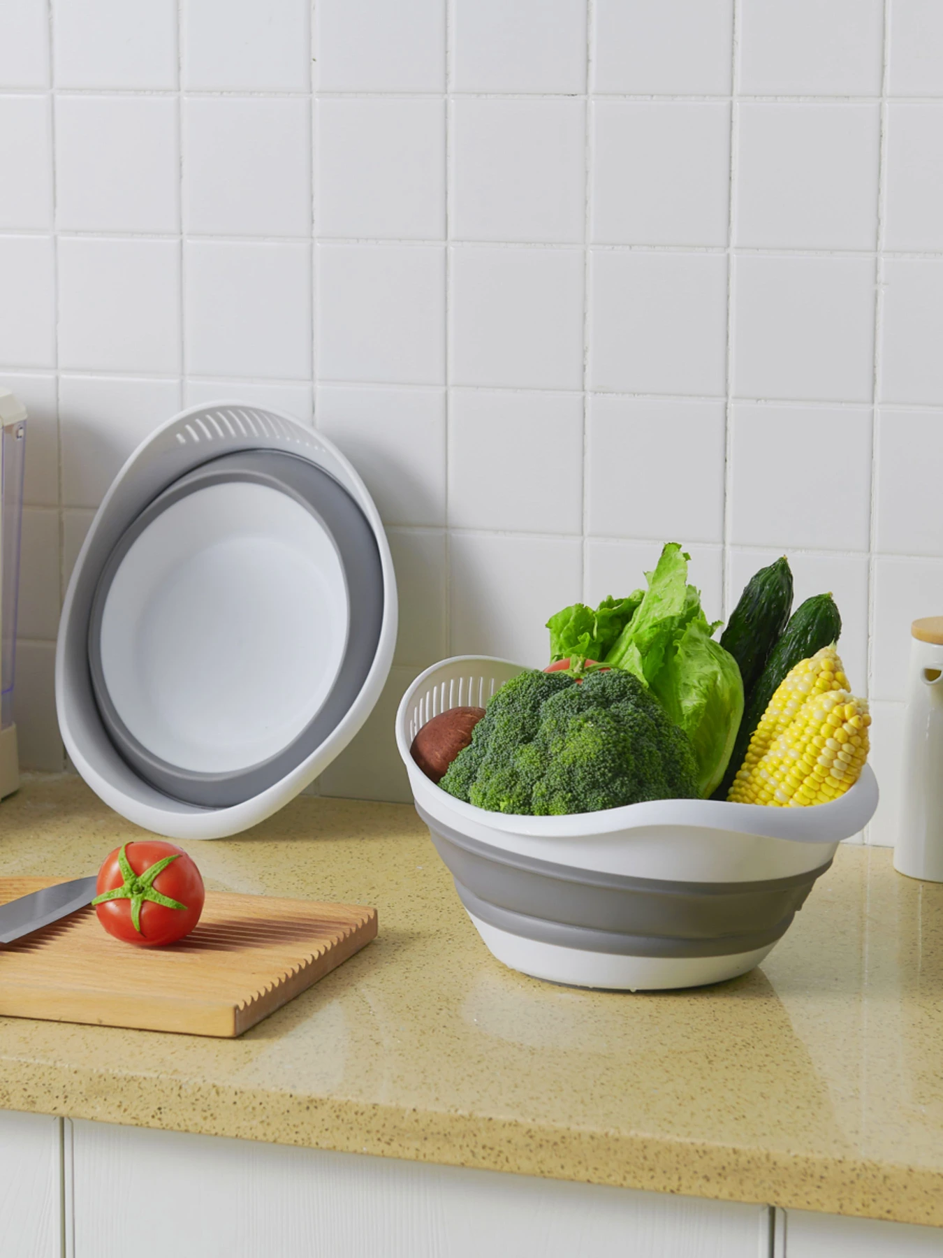 Дуршлаг складной MBM HOME модель KP-78 WHITE/GRAY Фото