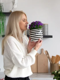 Горщик-кашпо для рослин чорно-білий MBM HOME модель DH-FLOWERS-27 WHITE/BLACK Фото