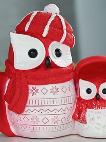 Статуэтка новогодняя "Три совы" MBM HOME модель DH-ST-13 RED Фото