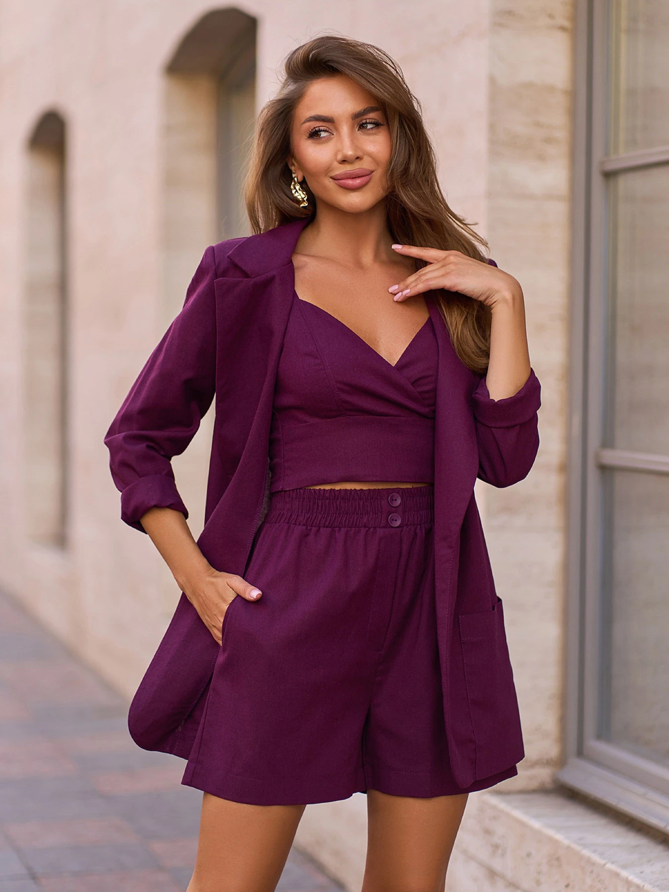 Костюми ISSA Plus модель 15273_темно_бордовый Фото