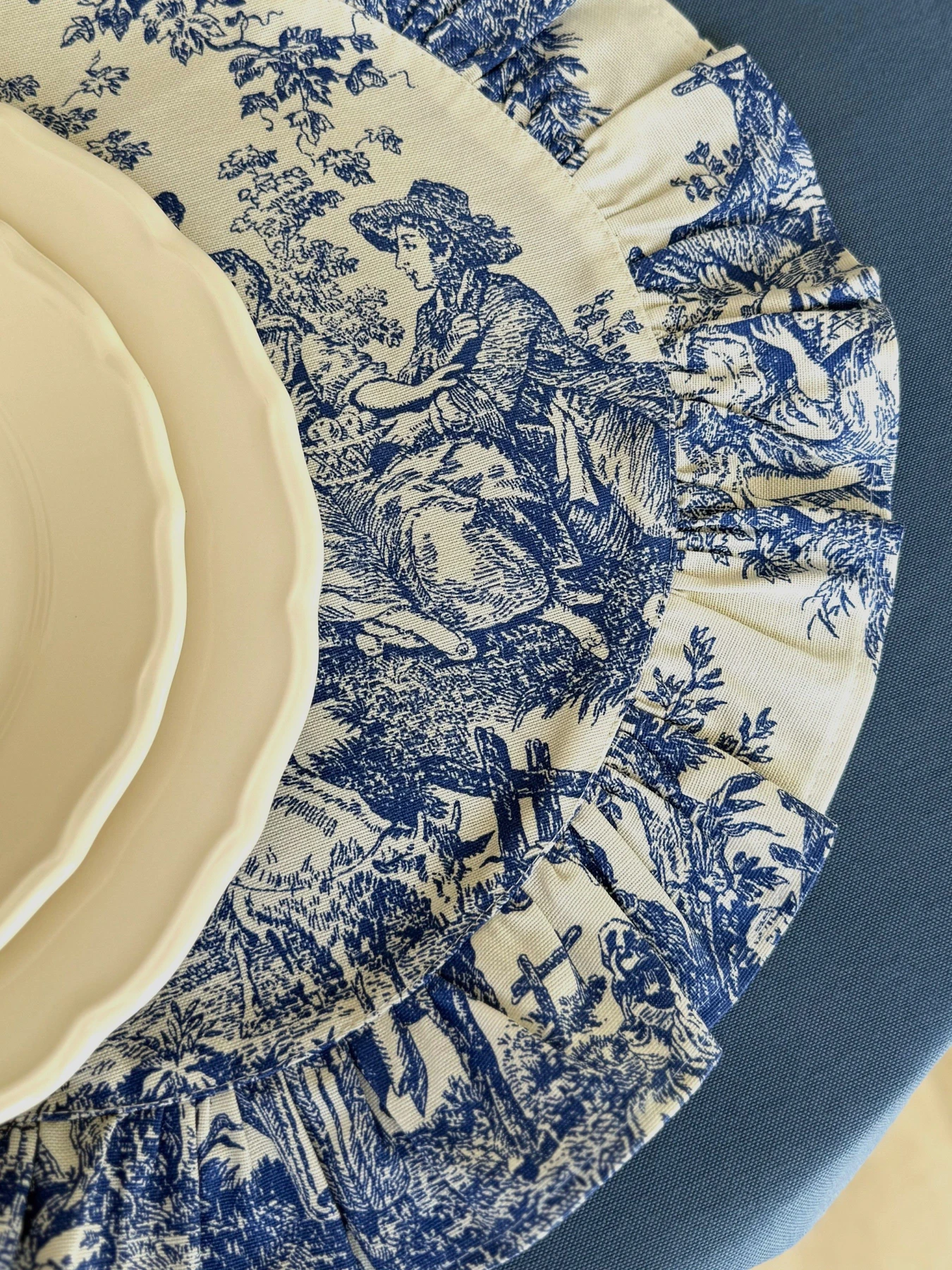 Салфетка сервировочная с рюшами Italiano Blue водотталкивающая Ecotton модель 25325 Салфетка сервировочная с рюшами Italiano Blue водотталкивающая Ecotton модель 25325 Фото
