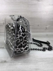 Сумки WeLassie модель sumka-selena-prozorij-kosmetichka-chorno-blij-leopard Фото