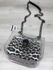 Сумки WeLassie модель sumka-selena-prozorij-kosmetichka-chorno-blij-leopard Фото
