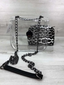 Сумки WeLassie модель sumka-selena-prozorij-kosmetichka-chorno-blij-leopard Фото