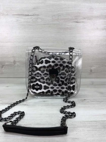 Сумки WeLassie модель sumka-selena-prozorij-kosmetichka-chorno-blij-leopard Фото