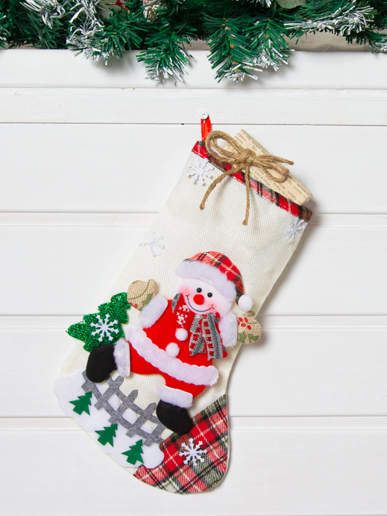 Сапожок для подарков новогодний MBM HOME модель DH-NY-13 WHITE Фото