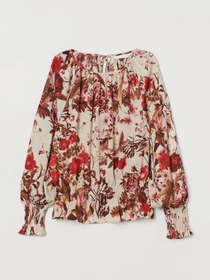 Рубашки H&M модель 7893090sm_светло-бежевый цветы Фото