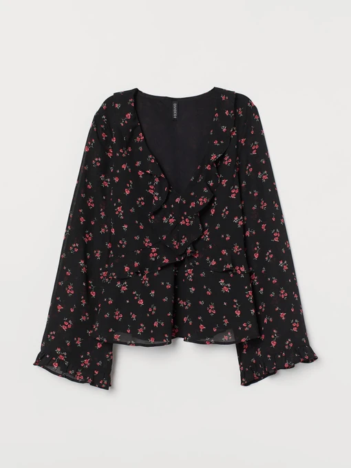 Сорочки H&M модель 8242591sm_черный цветы Фото