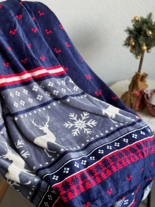 Покрывало Well Soft новогоднее с Оленями Ecotton модель 23221 Фото