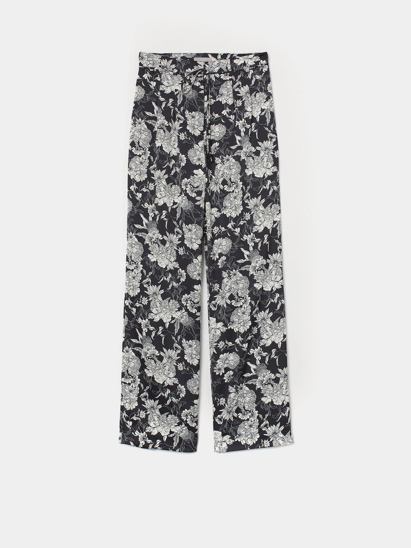 Брюки H&M модель 8208581sm_черный белые цветы Фото