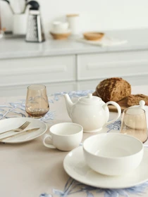 Скатертина "Тоскана" з натуральної бавовни бежева MBM HOME модель KT-19 BEIGE/PRINT Фото