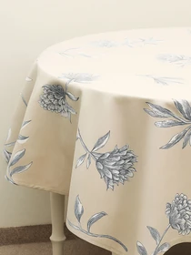 Скатертина кругла "Тоскана" з натуральної бавовни бежева MBM HOME модель KT-20 BEIGE/PRINT Фото