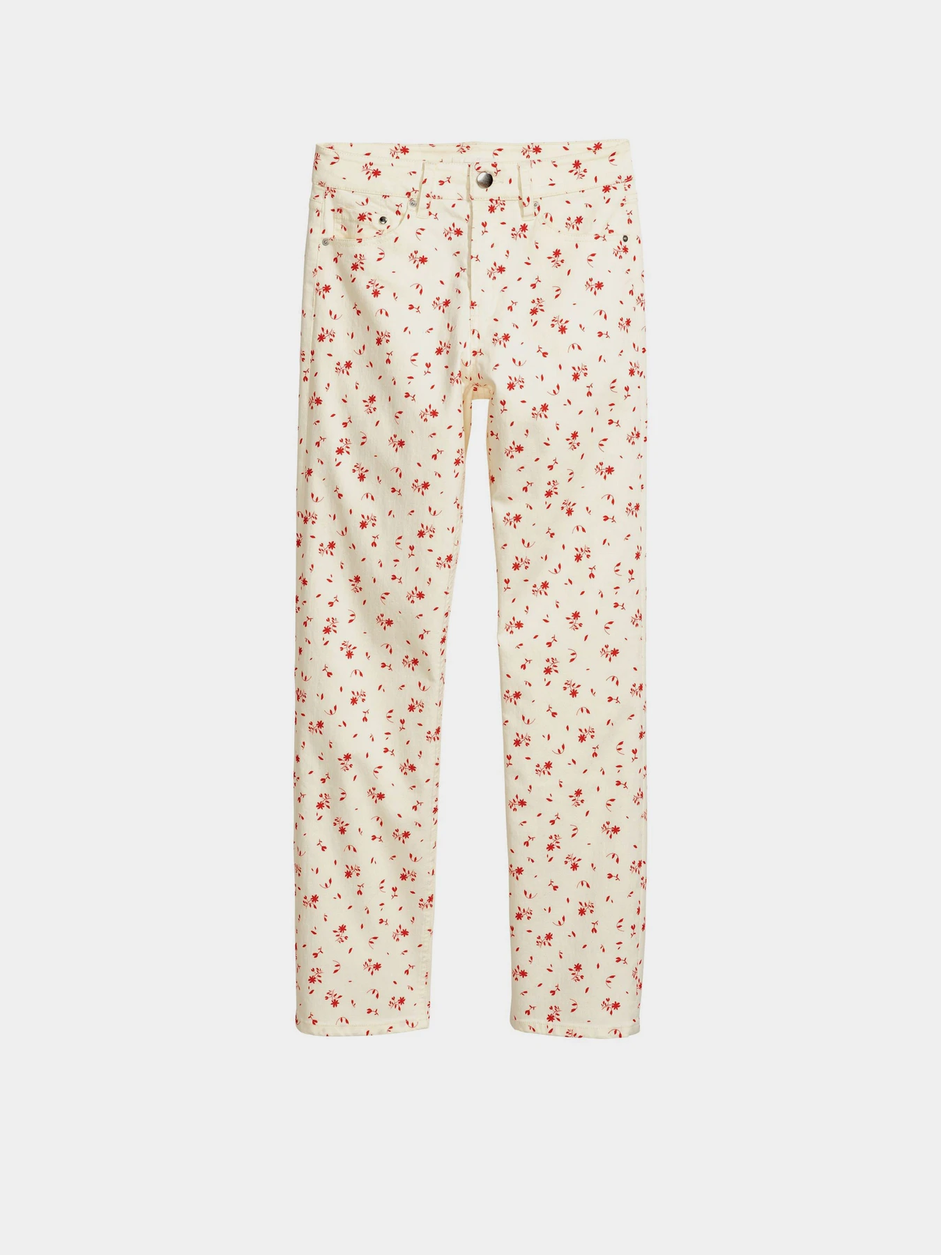 Джинсы H&M модель 5428466RP21_молочный в цветы Фото