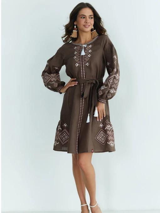 Вышиванки Folk Moda модель fm3025-korichnevij Фото
