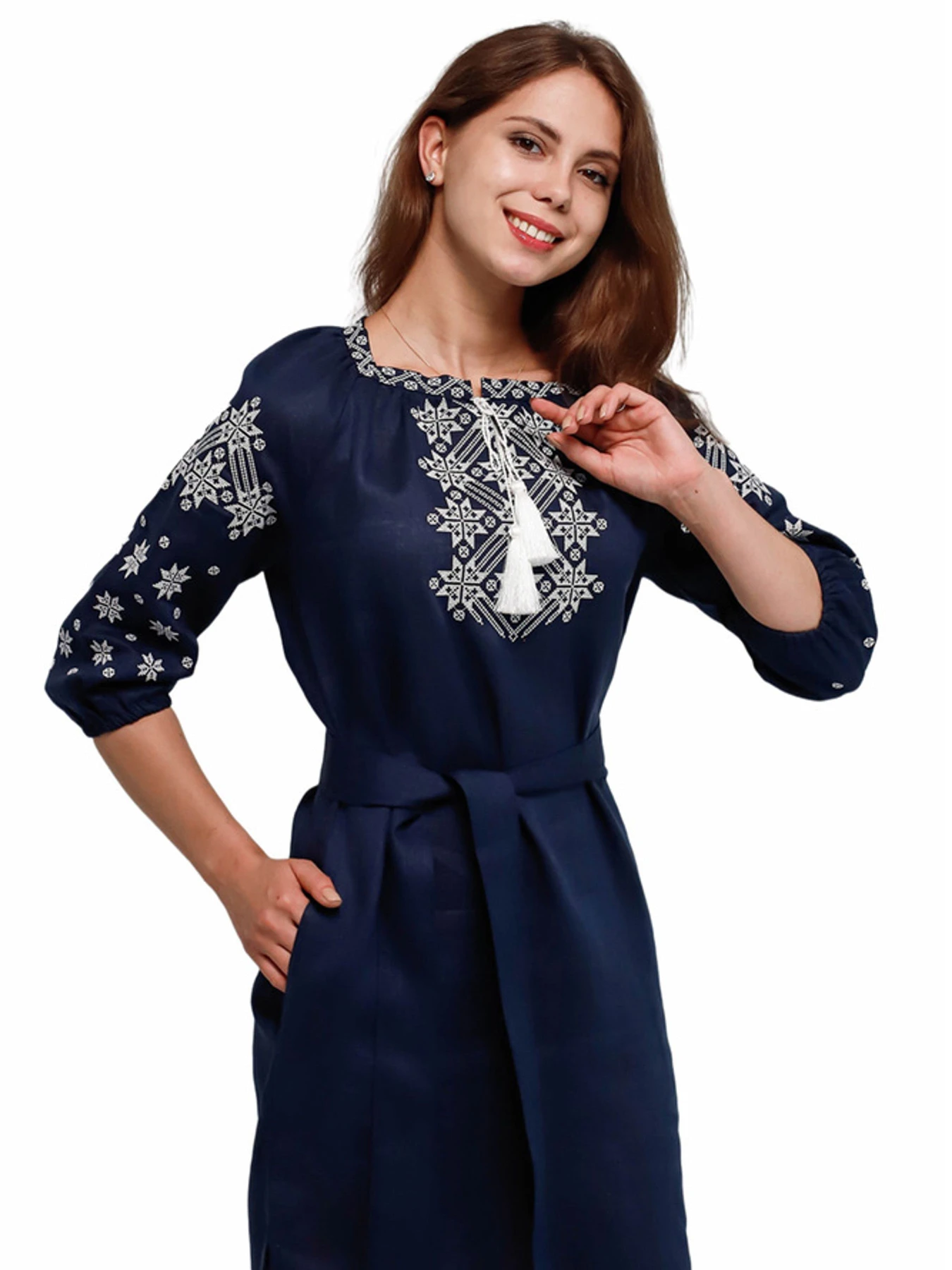 Вышиванки Folk Moda модель fm2586-temno-sinj Вышиванки Folk Moda модель fm2586-temno-sinj Фото