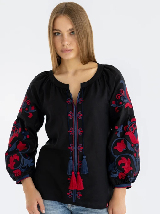 Лляна Жіноча Вишита сорочка Folk Moda фото 2