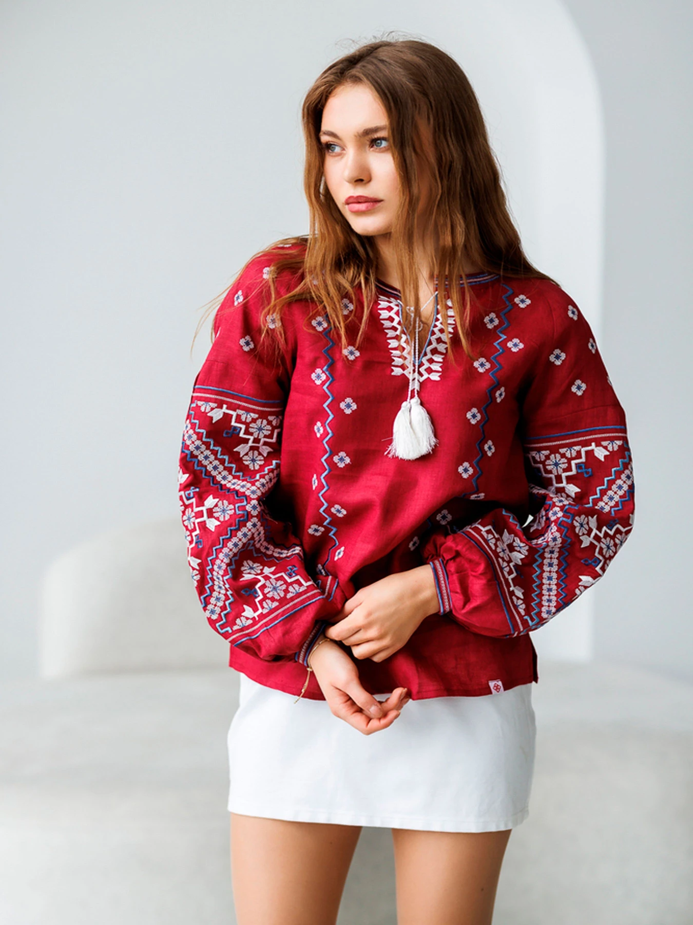 Вышиванки Folk Moda модель fm2139-bordovj Фото