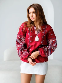 Вышиванки Folk Moda модель fm2139-bordovj Фото
